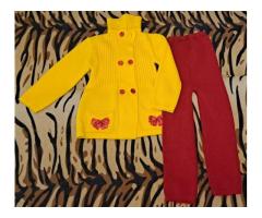 Костюм желто-красный на 5-6лет, р.122 , вязаный, б.у