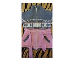 Кофта-туника с пояском с узором снежинки на 4-6лет, б.у