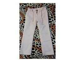 Брюки молочного цвета утепленные на байке на 5-6лет, р.116