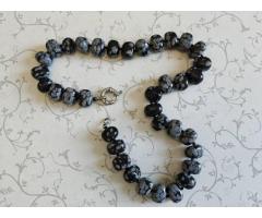 Бусы + серьги из гагата